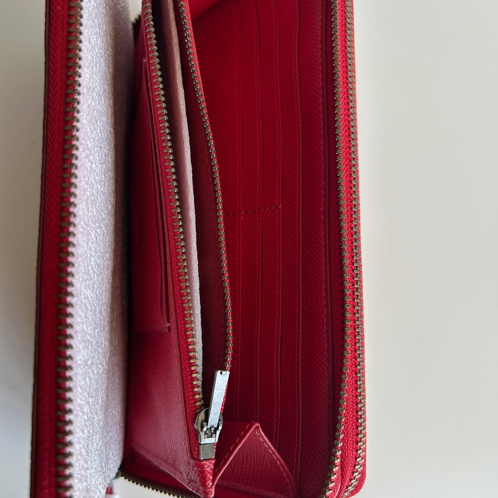 Coach Double Zip Travel Wallet Red Leather Organizer F23334 NEW - Picture 6 of 10